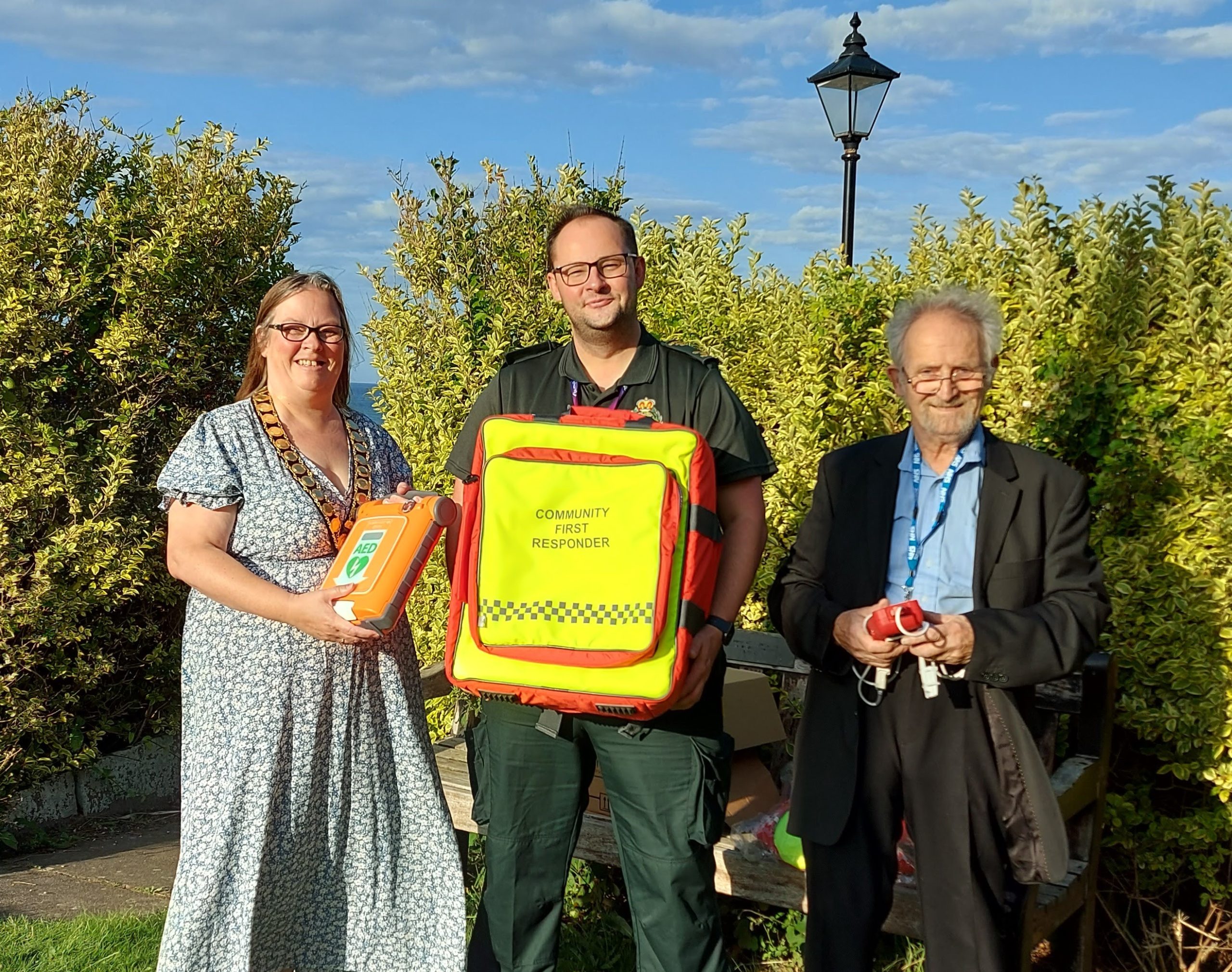 image shows left to right: Mayor Cllr Emma Spagnola, Peter Seffton-Smalley and David Russell . Photo credit Janet Warner.